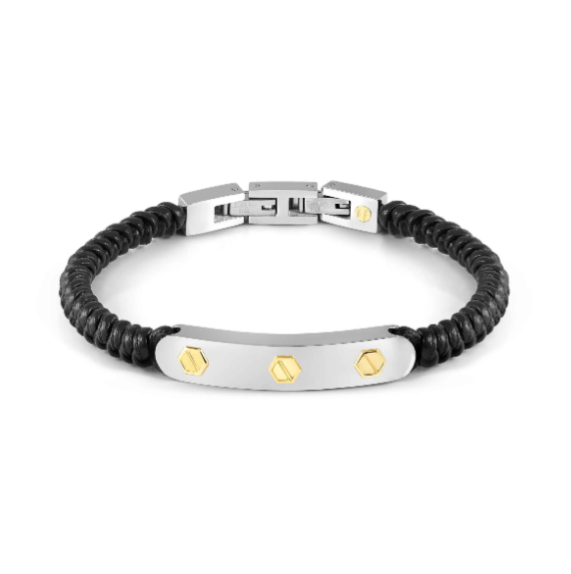 Nomination - Bracciale Uomo Refined in pelle con Dadi in oro 18kt