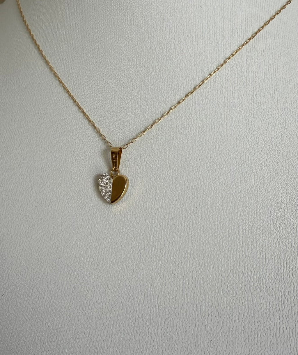 Collana in Oro 18kt con Ciondolo Cuore Bicolor