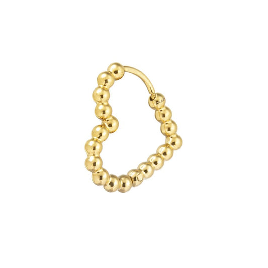 Orecchino cuore 1,8 cm trama con sfere