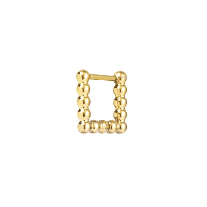 Orecchino quadrato 1,1 cm trama con sfere