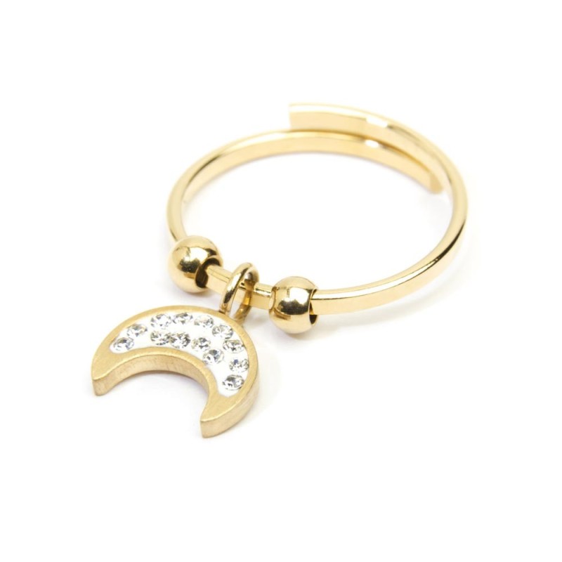 Marlù - Anello luna con cristalli pendente