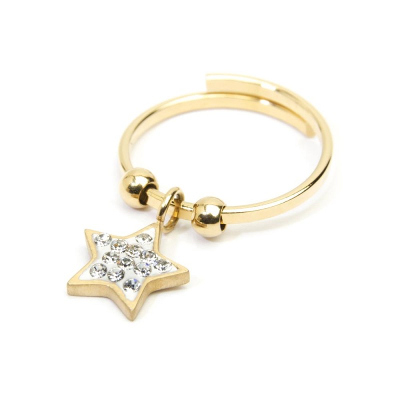 Anello stella con cristalli pendente