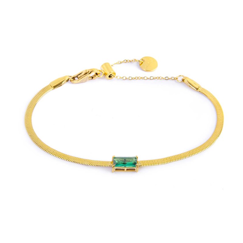 Bracciale catena snake con zircone baguette