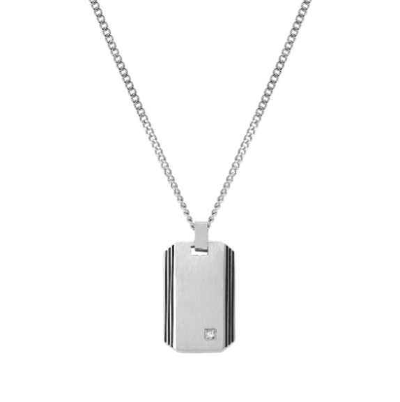 Collana strong diamond targhetta bianco