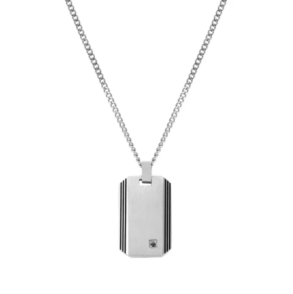 Collana strong targhetta con diamante nero