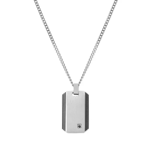 Collana strong targhetta con diamante nero