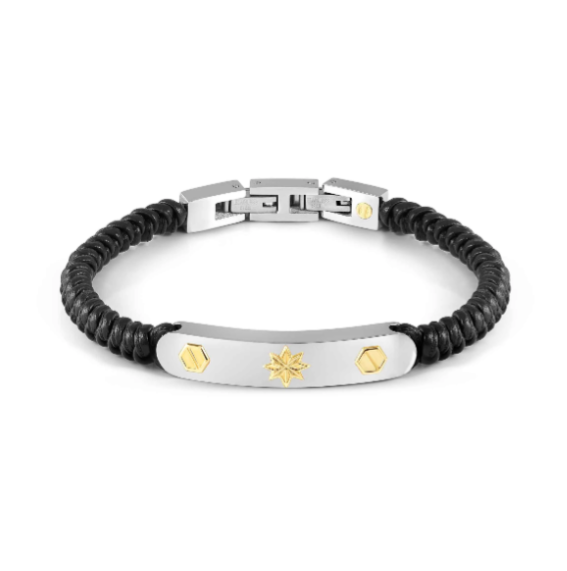 Nomination - Bracciale Uomo Refined in pelle con Dadi e Rosa dei venti in oro 18kt